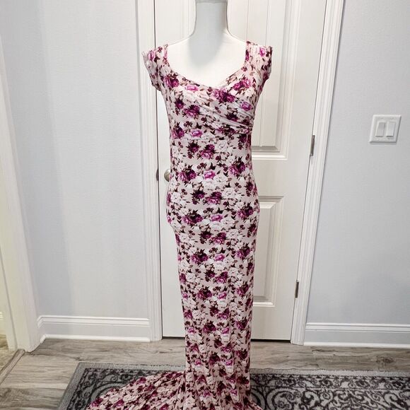 Sew Trendy Maternity Photography Gown Mermaid Zoie Dress Maxi Stretchy Floral - Picture 5 of 15